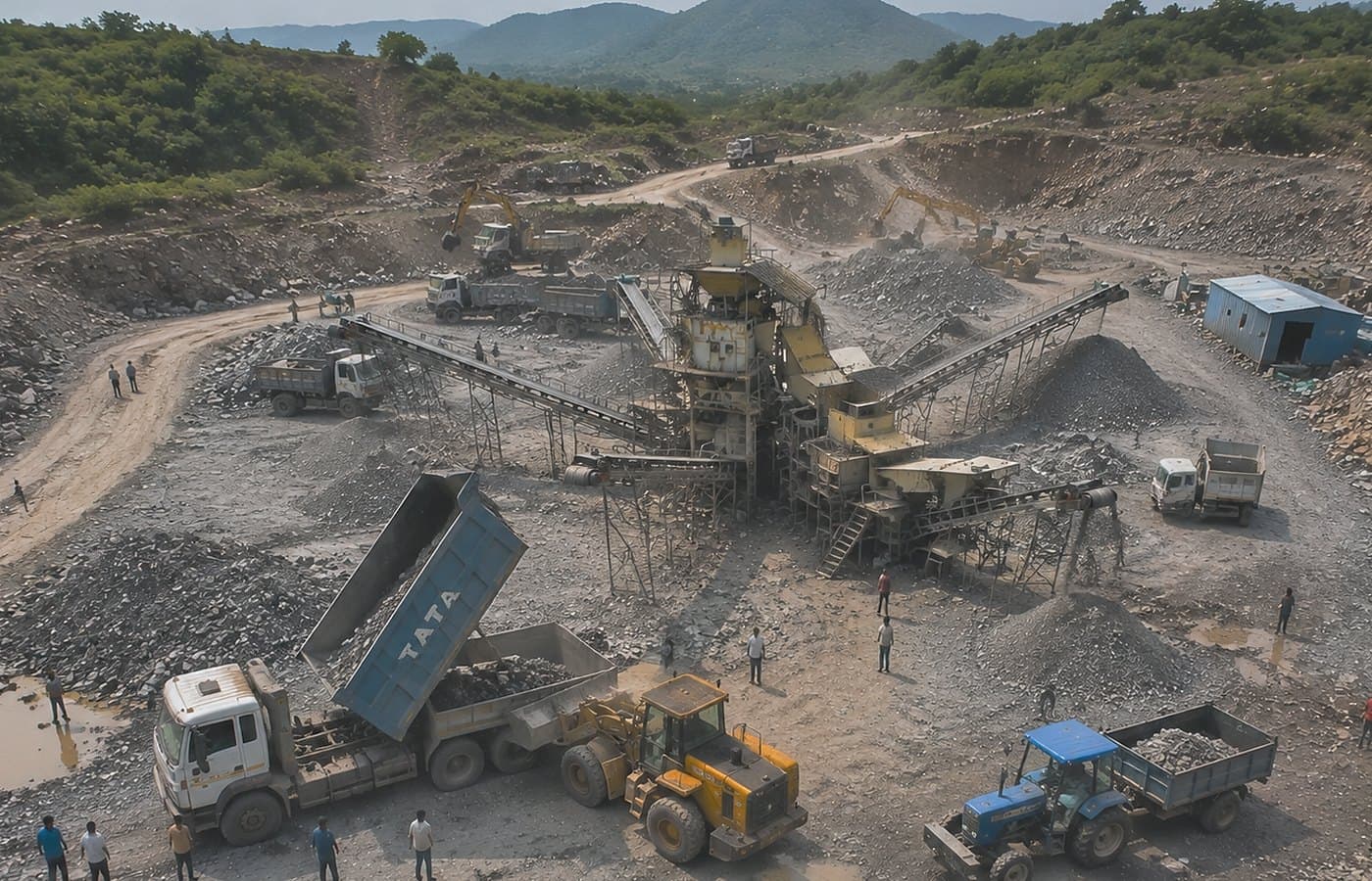 Aerial view of the working yard